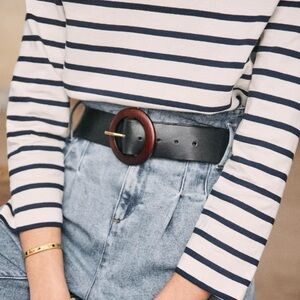 NWT Sezane Yves Belt in Smooth Black Heritage Size S